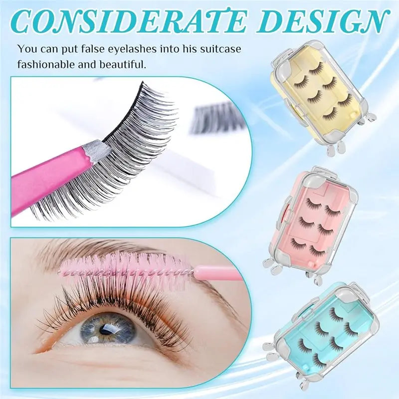 Clear Suitcase Packaging Case 3Pcs Mini Plastic Suitcase Luggage Trolley False Eyelashes Tray Candy Box Party Favor Box