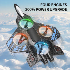 2.4G Remote Control Fighter Jet Electric Glider Airplane Stunt Tumbling with Colorful Lights Aircraft Model Toy for Kids