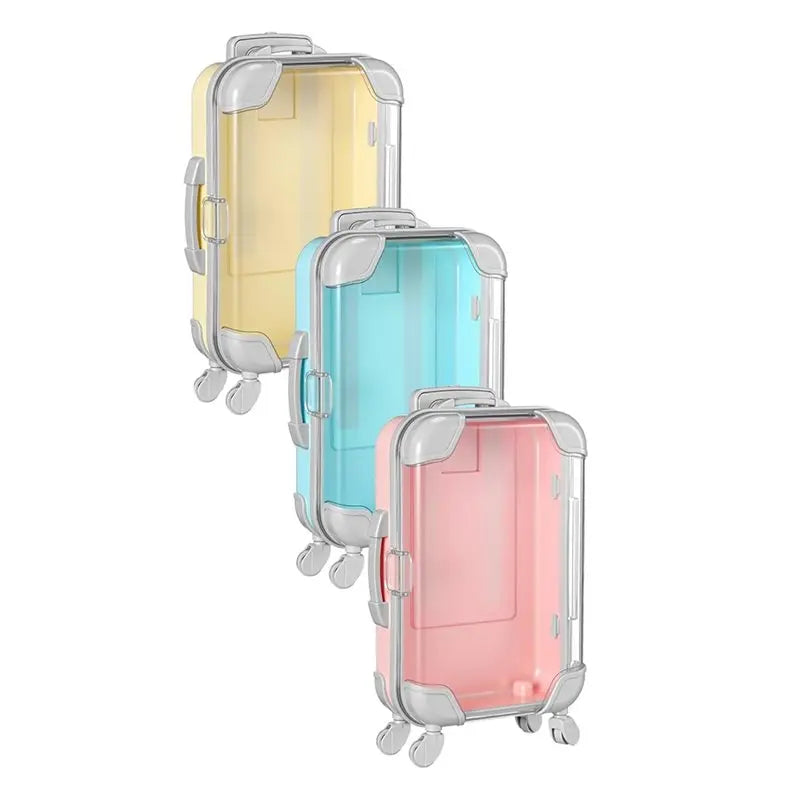 Clear Suitcase Packaging Case 3Pcs Mini Plastic Suitcase Luggage Trolley False Eyelashes Tray Candy Box Party Favor Box