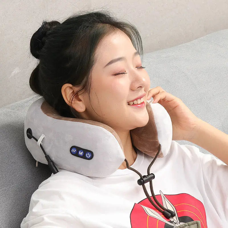 Electric Neck Massager Heat Vibration 3D Kneading Shiatsu U Shaped Pillow Shoulder Cervical Pain Relief Fatigue HomeOfficeAdults