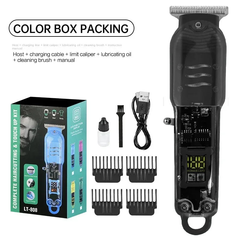Transparent Electric Hair Trimmers Professional Hair Cutting Machine Rechargeable Clipper For Men Cordless Hair Cut Machine