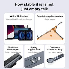 Portable Magnetic Phone Holder & Selfie Stick 3-in-1 Foldable Tripod Stand for iPhone iPad Tablet Laptop Desktop Use