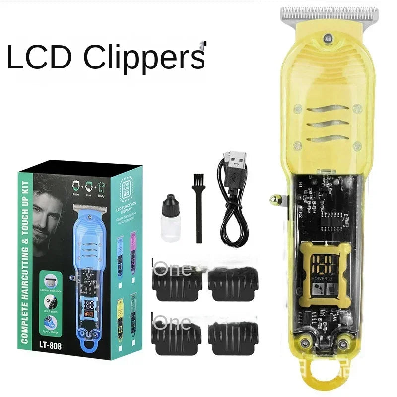 Transparent Electric Hair Trimmers Professional Hair Cutting Machine Rechargeable Clipper For Men Cordless Hair Cut Machine