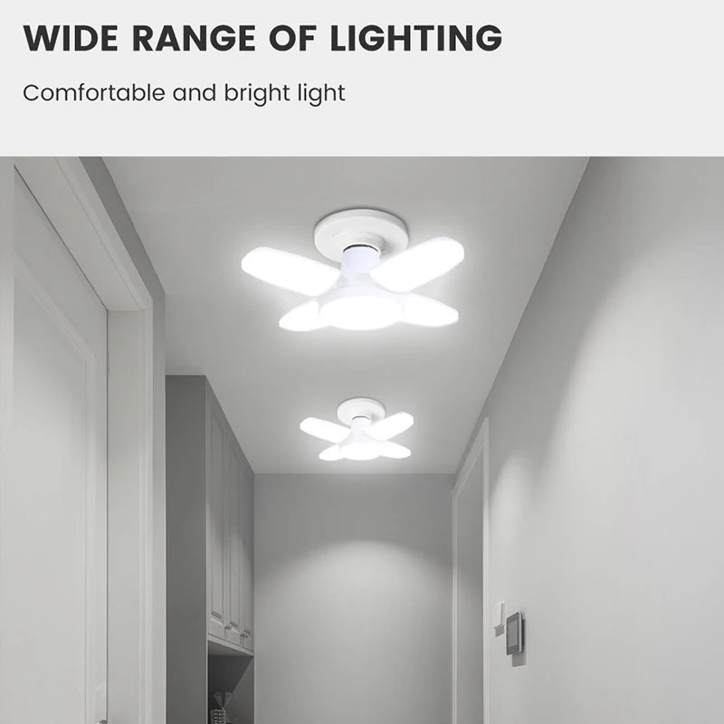 E27 Fan Shape Foldable  LED Bulb AC85-265V  Deformation for Home Ceiling Lights Warehouse and Garage White Light 6500K Bulb