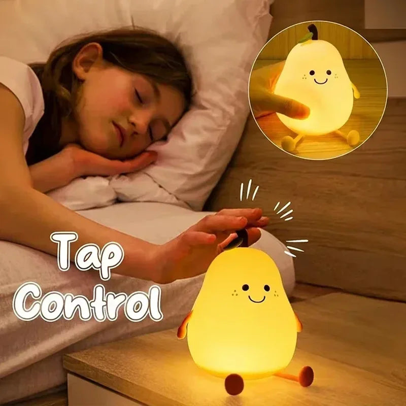 Cute Night Light 3 Level Dimmable Nursery Nightlight Super Squishy Silicone USB Rechargeable Touch Control 7 Colors Night Lamp