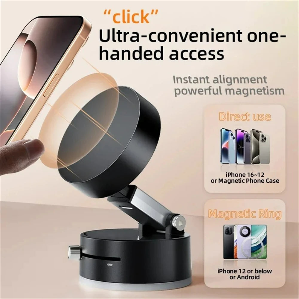 Car Phone Holder Stand Mini Vacuum Suction Cup Magnetic Bracket Foldable Kitchen Lazy Phone Bracket For iPhone Android Cellphone