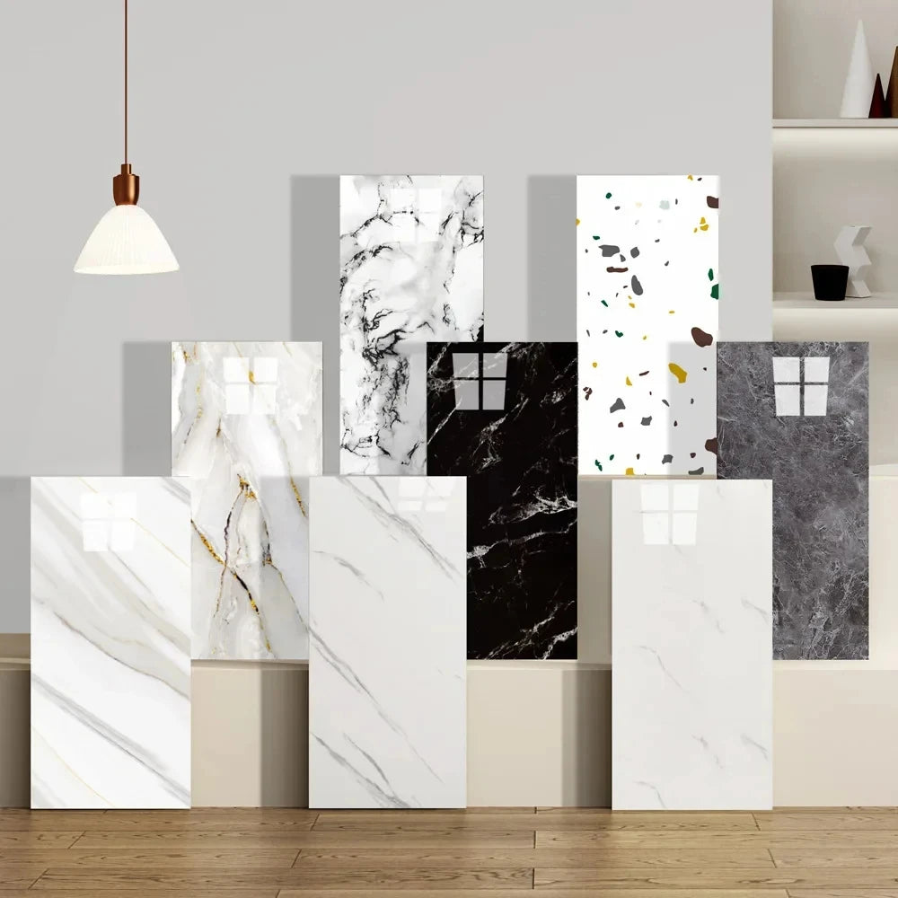 30x60/30cm Kitchen Self Adhesive Marble Tiles Wall Stickers Waterproof PVC Floor Tile Sticker Living Room Bathroom Decor