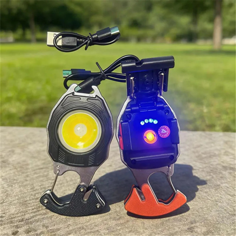 New Mini Flashlight Emergency Light Lighters Portable COB Working LED Keychain Rechargeable with Magnetic Cigarette Accessory