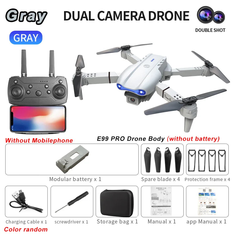 2026 E99Pro RC Drone 4K Professinal With 1080P Wide Angle HD Camera Foldable Helicopter WIFI FPV Height Hold Gift Toy