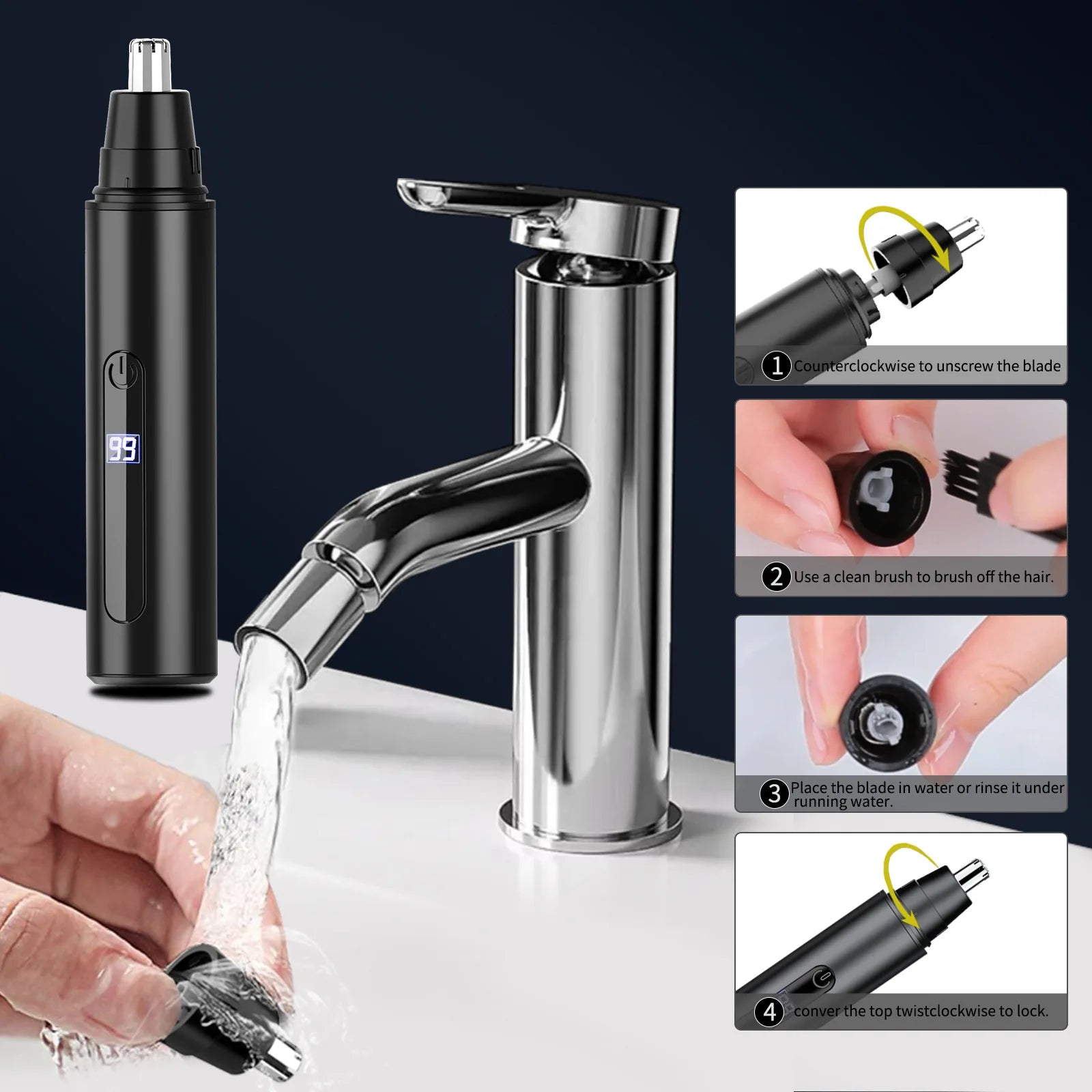 Nose Hair Trimmer USB Rechargeable Trimmer For Nose Electric Shaver Trim Nose Hair For Women And Men