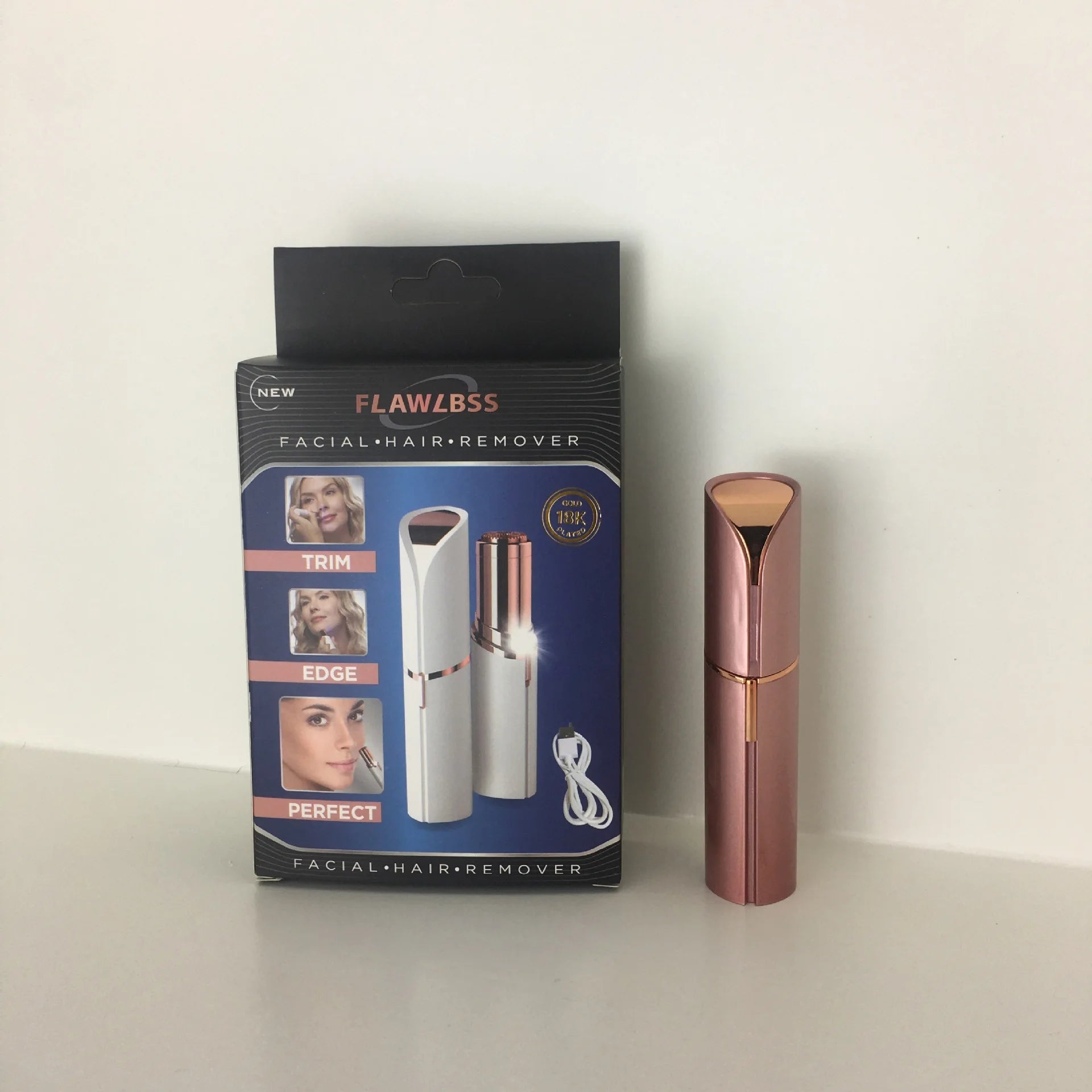 Touch Flawless Women's Painless Hair Remover Blush Portable Lady Shaver Rechargeable Body Hair Remover for Face Belly Peach Fuzz