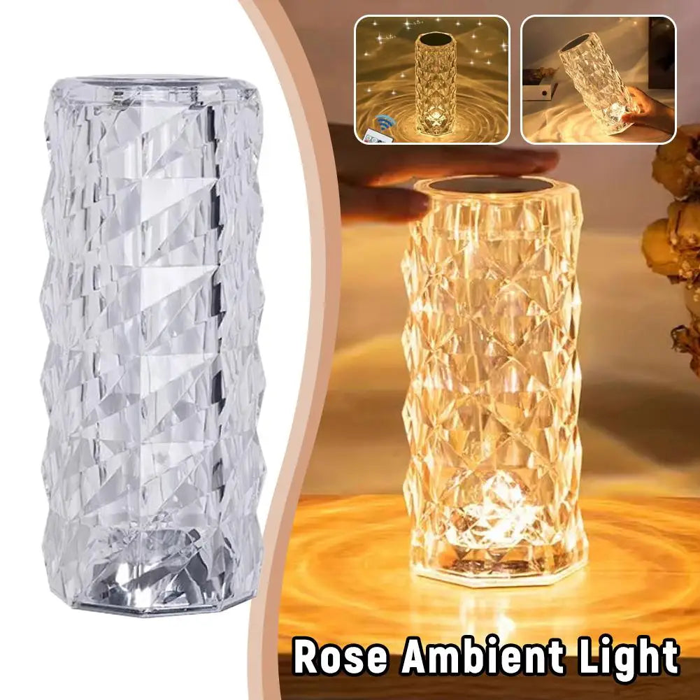 Creative Gift Atmosphere Lamp Rose Decorative Desk Lamp Bedhead Charging Nightlight 3-Color Dimmable Rose Desk Lampv