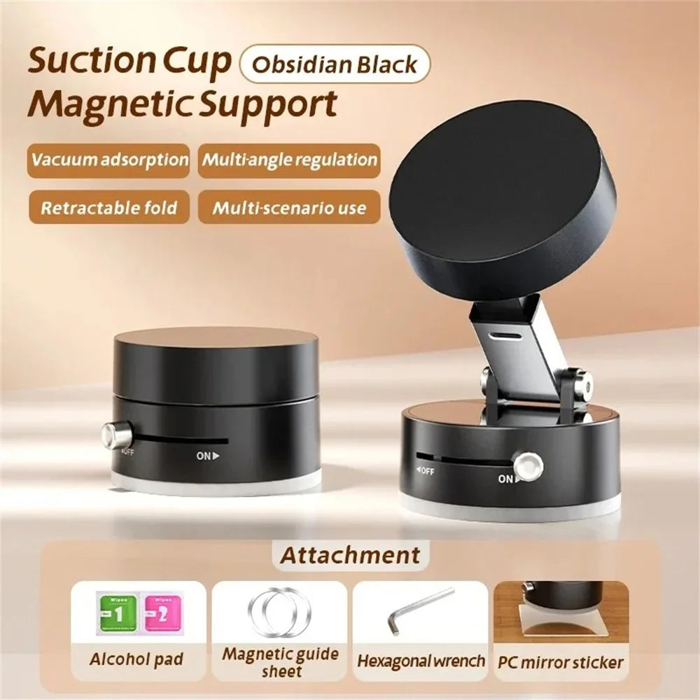 Car Phone Holder Stand Mini Vacuum Suction Cup Magnetic Bracket Foldable Kitchen Lazy Phone Bracket For iPhone Android Cellphone