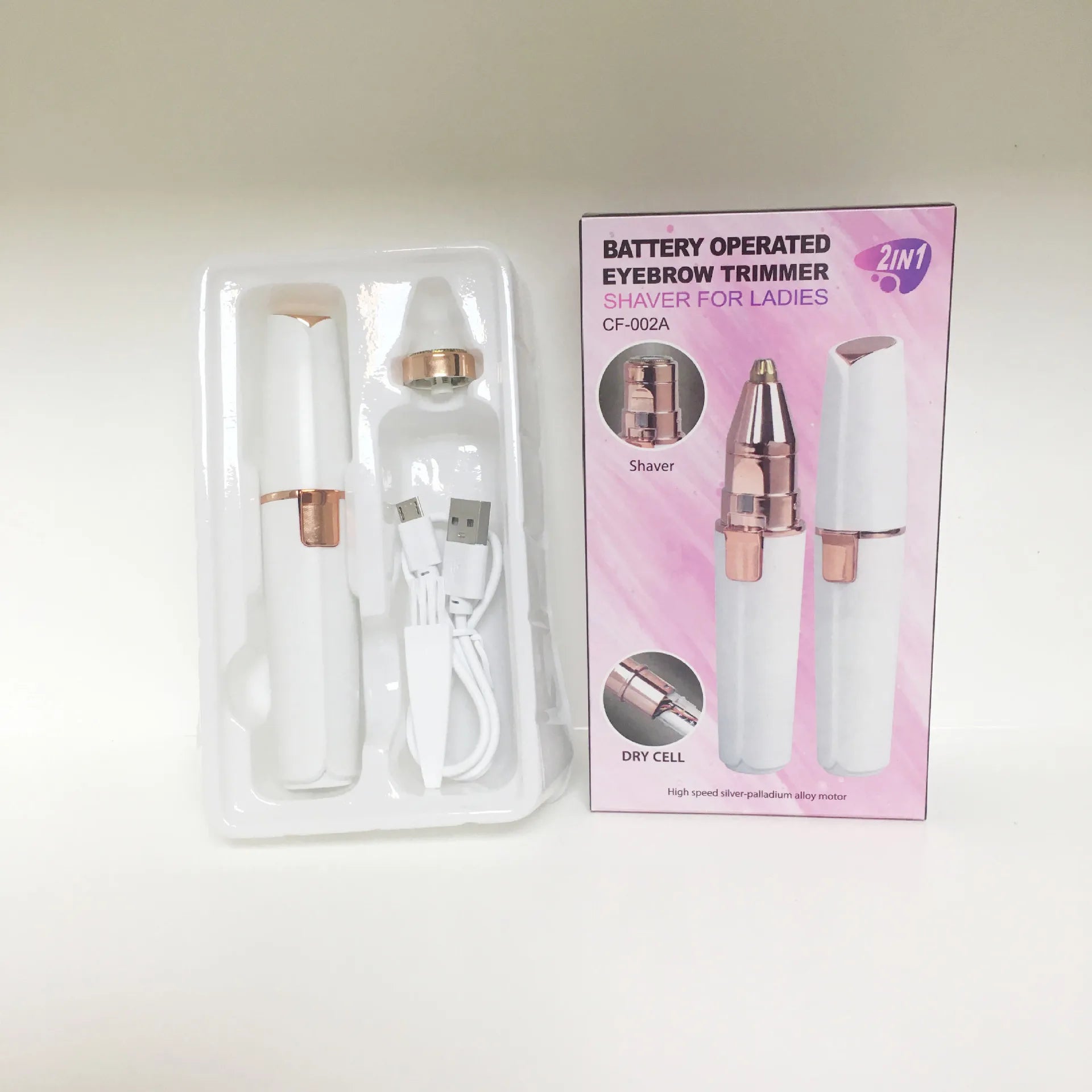 Portable 2 IN 1 Electric Epilator Eyebrow Trimmer Women's Body Facial Lip Epilator Rechargeable Mini Painless Razor Shave Shaver