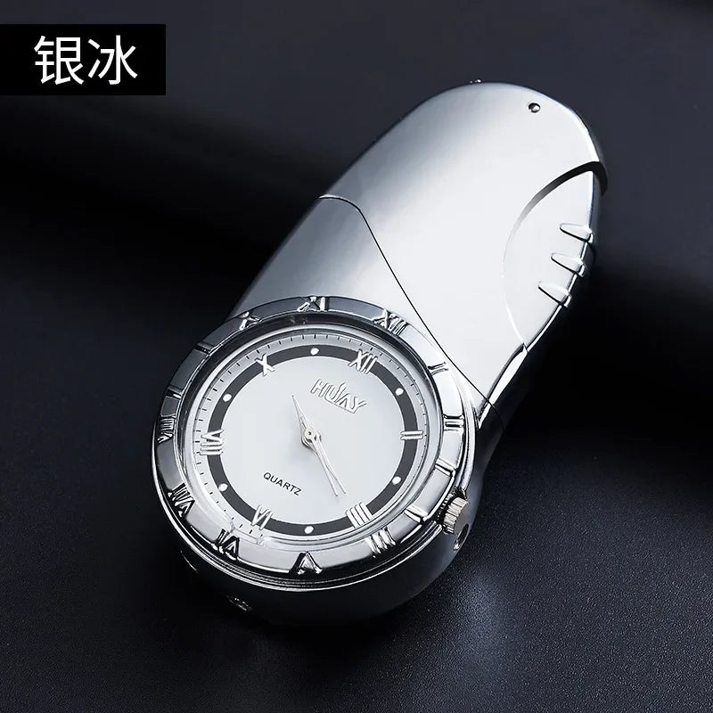 Luxury Gold Watch Jet Lighter Torch Turbo Gas Lighter Windproof Cigar Cigarette Metal Lighter LED Gasolin Butane Cigarette Acce