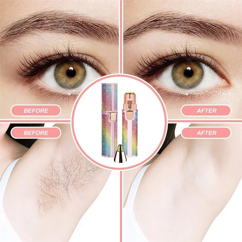 3 In1 Electric Eyebrow Trimmer Painless Eye Brow Mini Shaver Razors Portable Facial Hair Remover Women Built-in LED Light