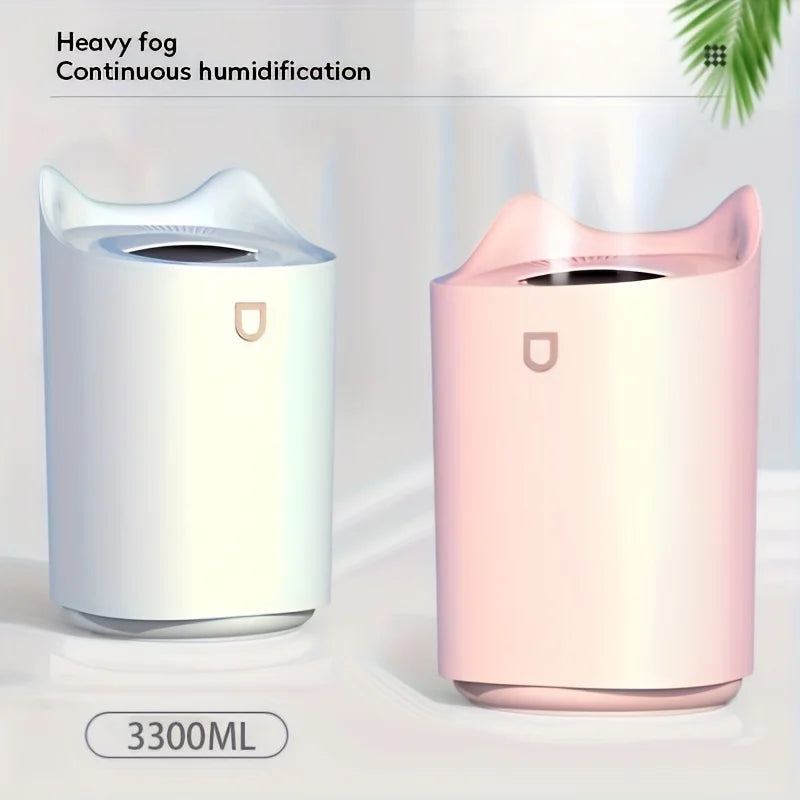 3.3L Large Capacity Double Nozzle LED Light humidifier Ultrasonic 3300ml Essential Oil Diffuser H2o Room Air Humidifiers