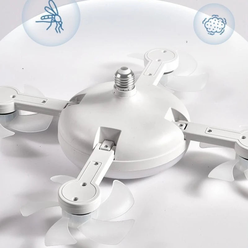 LED Silent Drone Fan Light with E27 Screw Creative 3/4/5 Head Remote-Controlled 3-Speed Adjustable for Home Living Room Bedroom