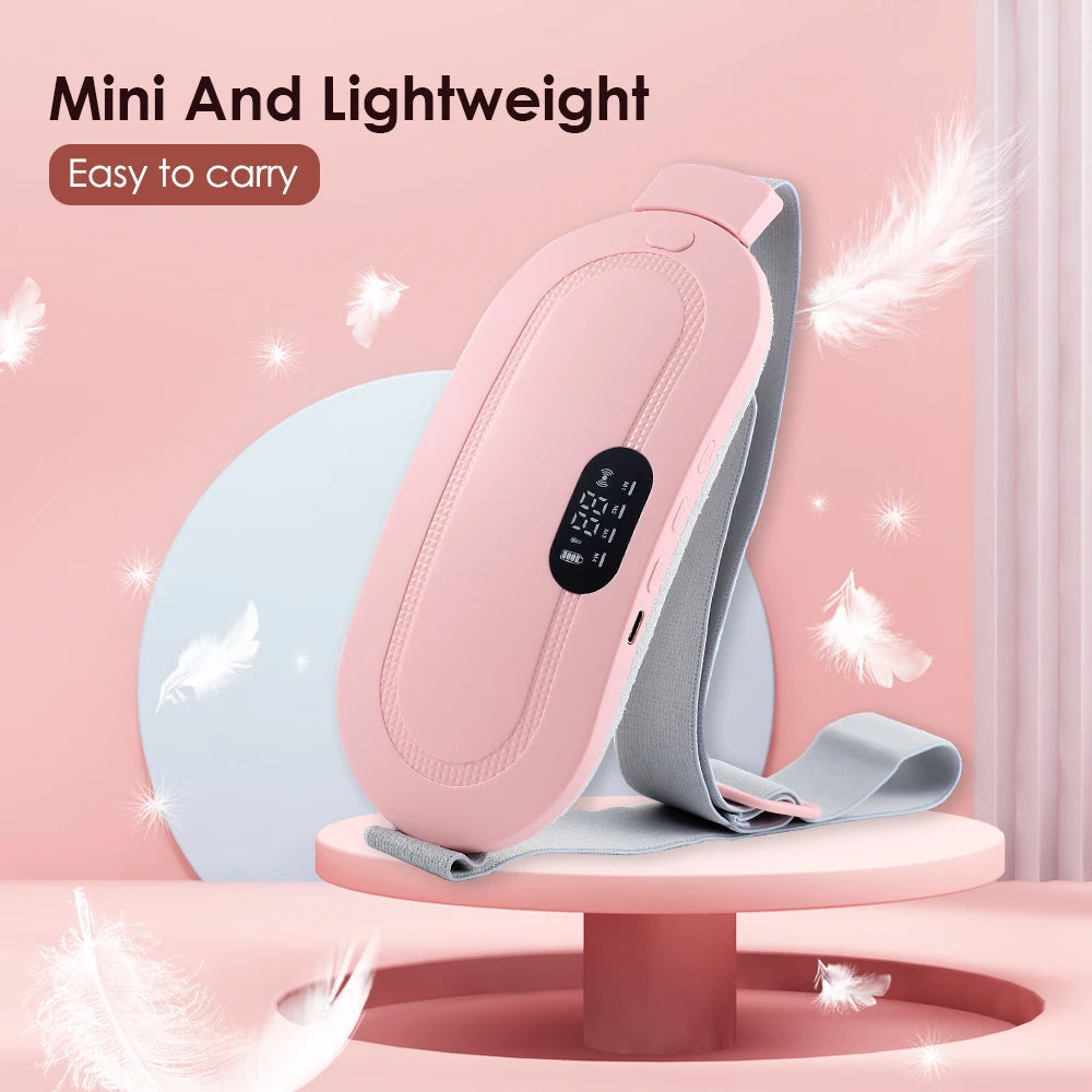 Electric Menstrual Warm Belt Heating Vibration Waist Massager for Period Cramp Stomach Abdominal Pain Relief