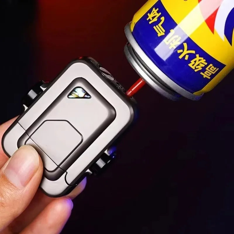 2024 Metal Mecha Gyro Windproof Red Flame Gas Lighter Natural Shell Decoration Roller Battery Ignition Electric Lighters Smoking