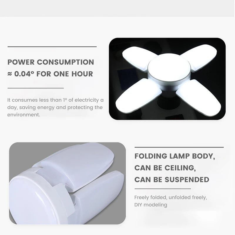 E27 Fan Shape Foldable  LED Bulb AC85-265V  Deformation for Home Ceiling Lights Warehouse and Garage White Light 6500K Bulb