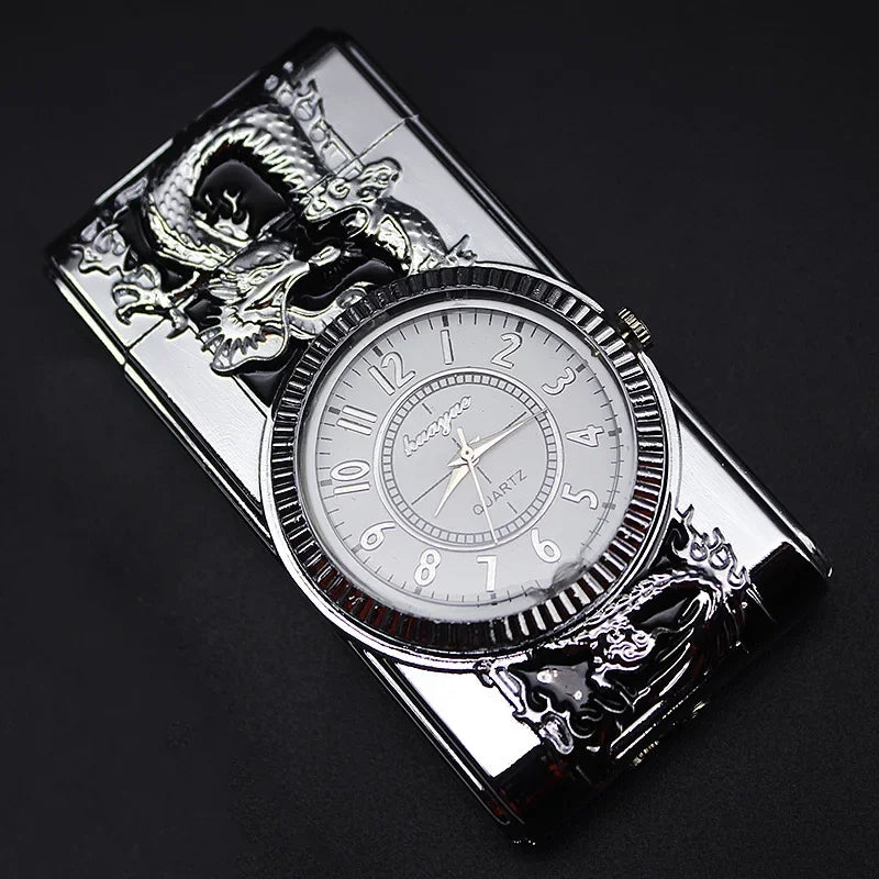 Luxury Gold Watch Jet Lighter Torch Turbo Gas Lighter Windproof Cigar Cigarette Metal Lighter LED Gasolin Butane Cigarette Acce