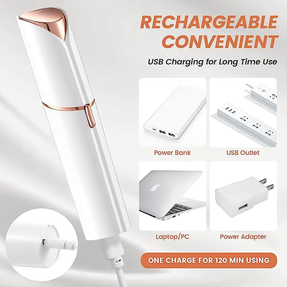 Touch Flawless Women's Painless Hair Remover Blush Portable Lady Shaver Rechargeable Body Hair Remover for Face Belly Peach Fuzz