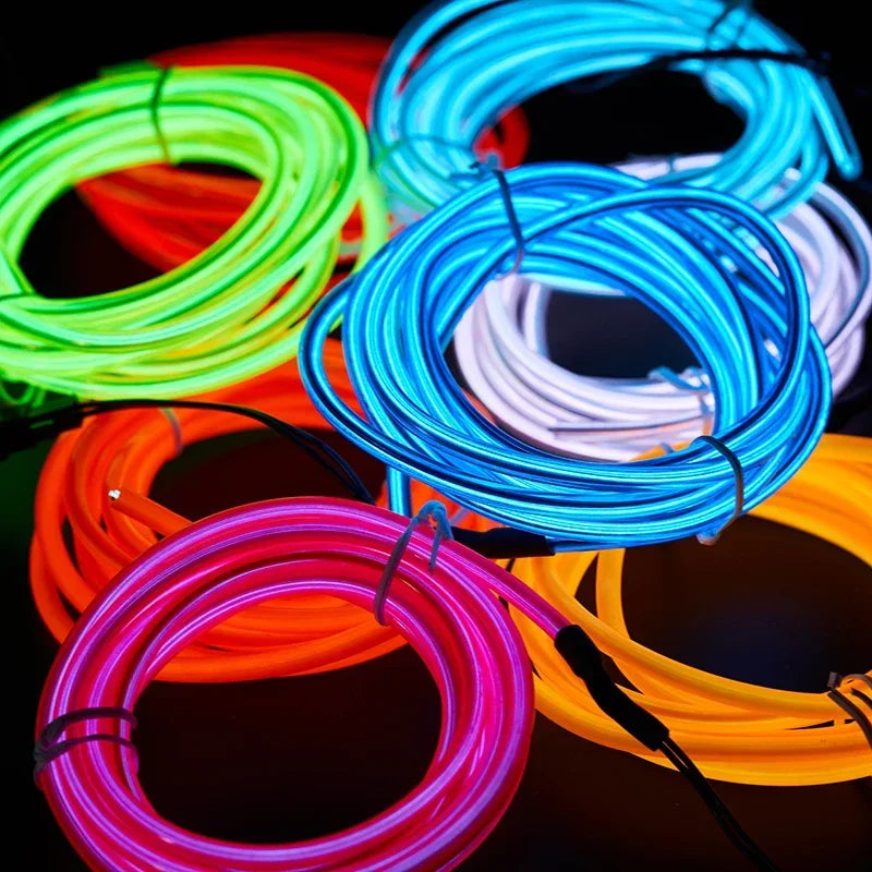 5m Car Interior Accessories Atmosphere Lamp Cold Light Line with USB DIY Decorative Dashboard Console Auto LED Ambient Lights