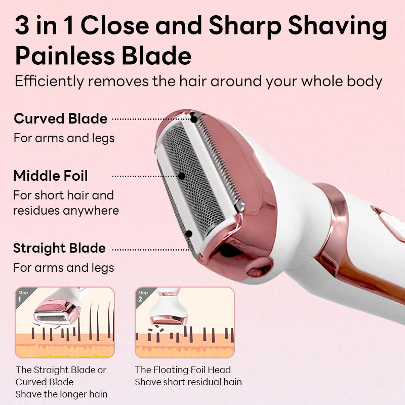 4 in 1 Electric Epilator Bikini Eyebrow Nose Women Lady Facial Hair Removal Trimmer Face Body Painless Female Shaver Depilator