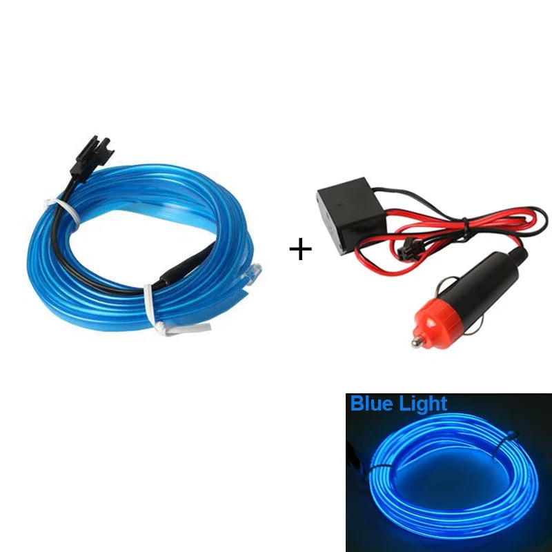5m Car Interior Accessories Atmosphere Lamp Cold Light Line with USB DIY Decorative Dashboard Console Auto LED Ambient Lights