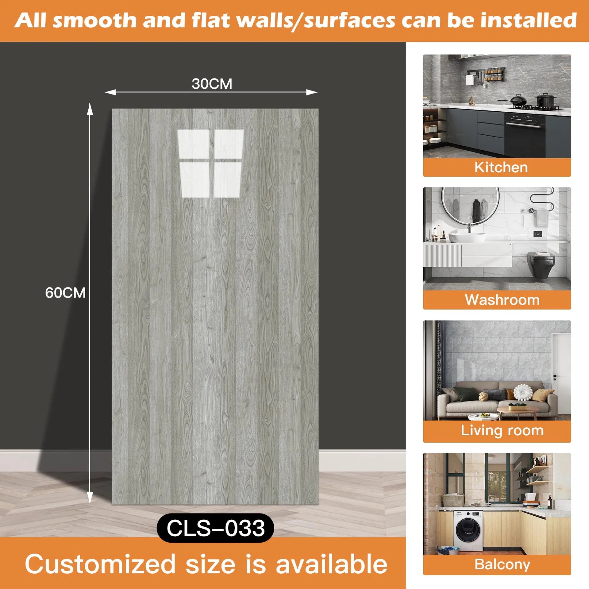 30x60/30cm Kitchen Self Adhesive Marble Tiles Wall Stickers Waterproof PVC Floor Tile Sticker Living Room Bathroom Decor