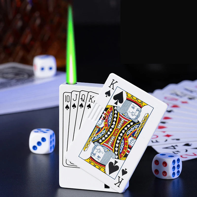 Creative Playing Cards Ace of Spades Lighter Windproof Poker Design Refillable Butane Lighter Fun Toy for Smoking Accessories