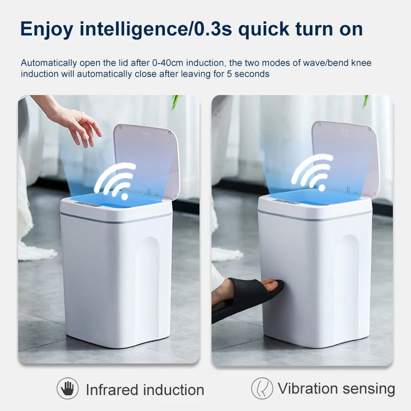 16L Smart Trash Can Dustbin Automatic Touch Bathroom Garbage Toilet Recycle Waste Bin Kitchen Sensor Basket for Rubbish Bucket