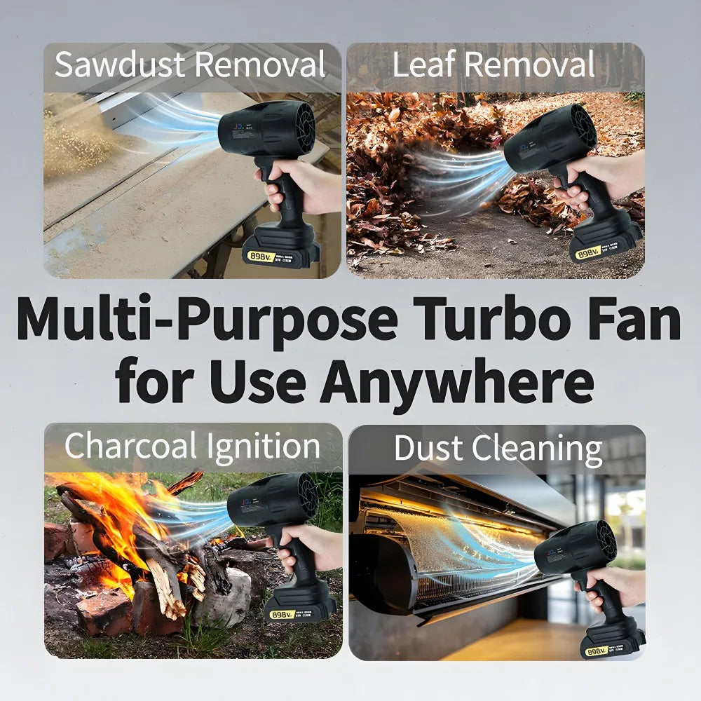 Powerful Air Blower Turbo Fan with Thrust 550g to Cleaning Fallen Leaves, Snow and Sand with 21V Makita-Style Battery