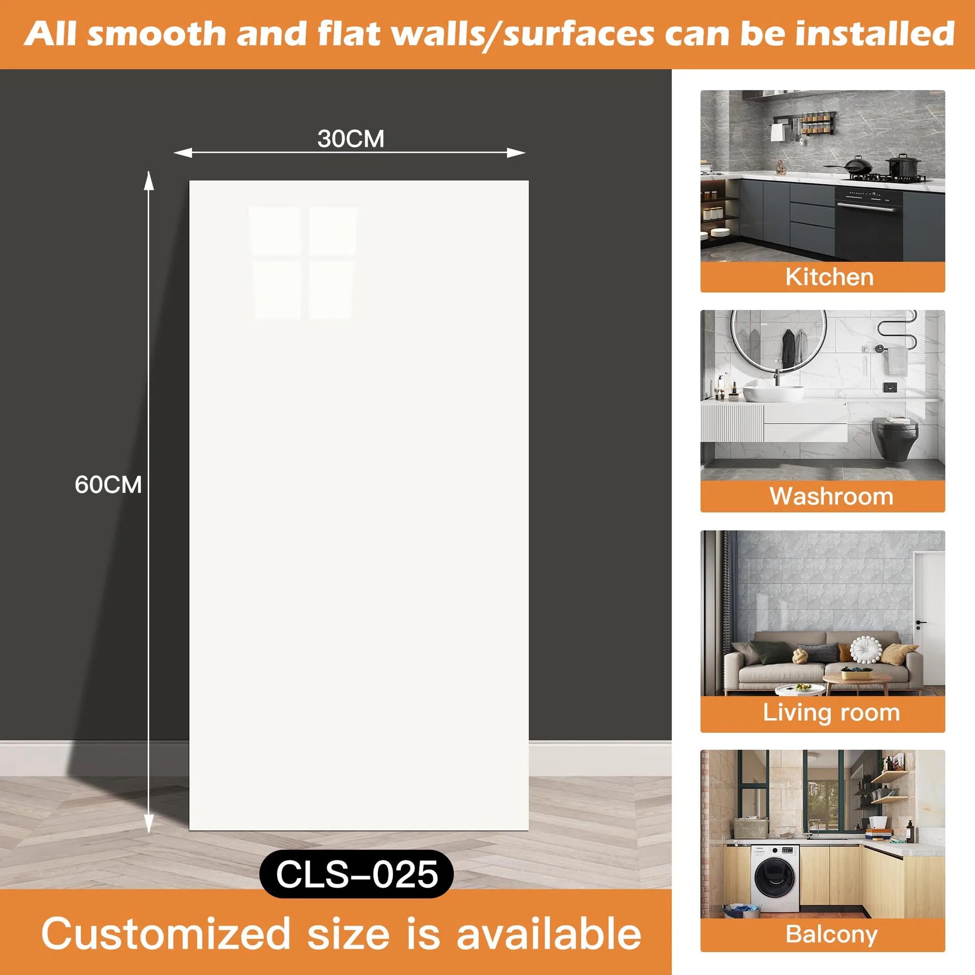 30x60/30cm Kitchen Self Adhesive Marble Tiles Wall Stickers Waterproof PVC Floor Tile Sticker Living Room Bathroom Decor