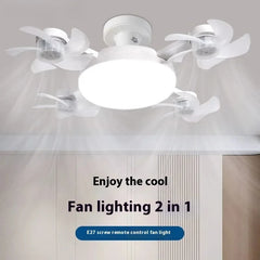 LED Silent Drone Fan Light with E27 Screw Creative 3/4/5 Head Remote-Controlled 3-Speed Adjustable for Home Living Room Bedroom