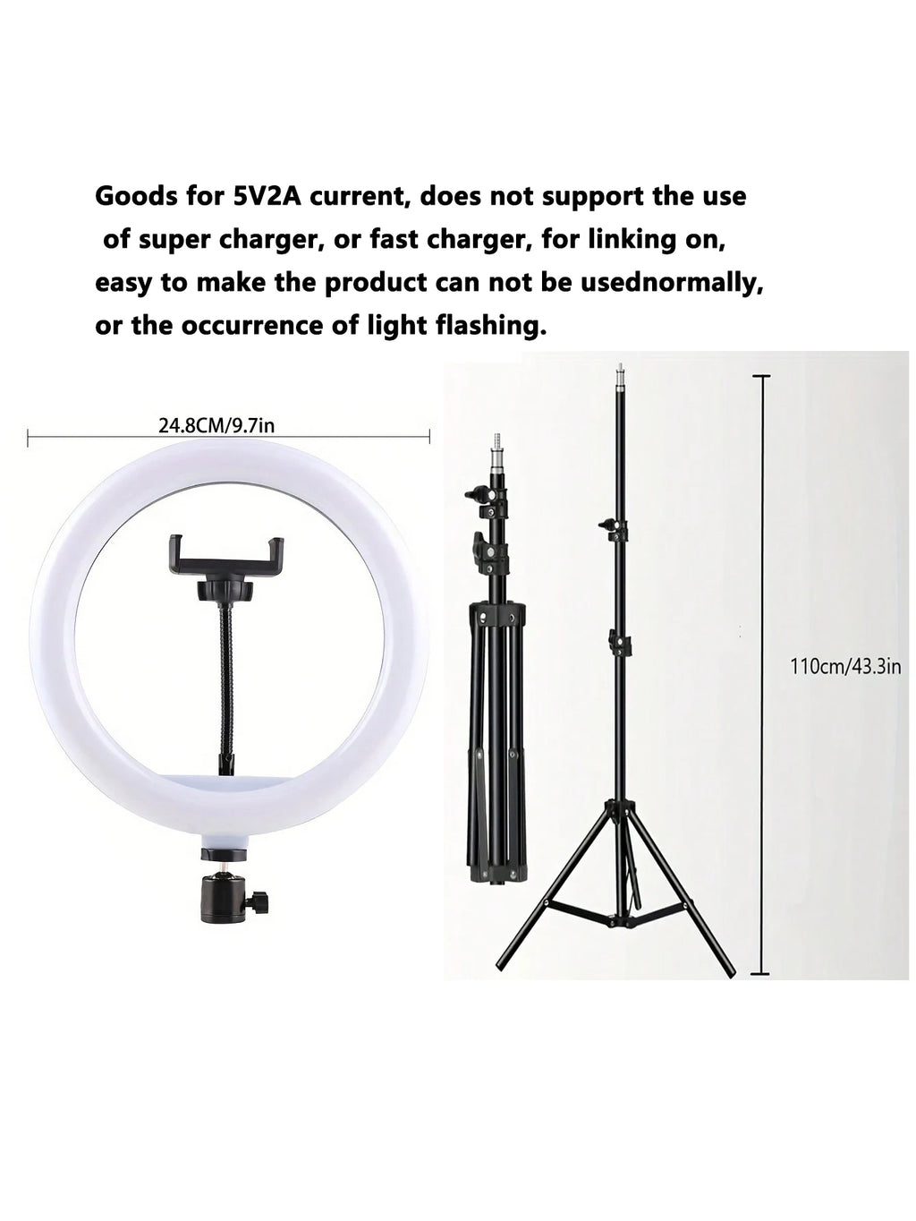 110cm Tripod Stand +O-Clamp With 10-Inch Live Stream Ring Light, Selfie Remote,