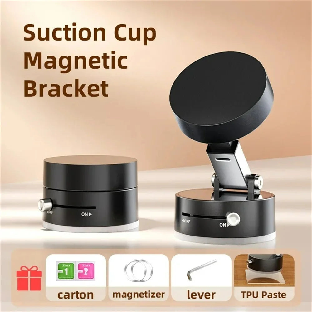 Car Phone Holder Stand Mini Vacuum Suction Cup Magnetic Bracket Foldable Kitchen Lazy Phone Bracket For iPhone Android Cellphone