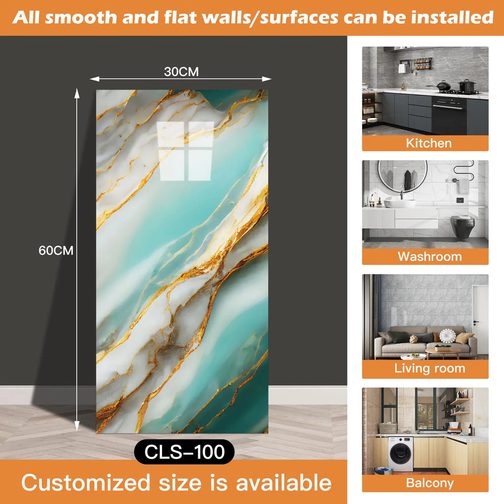 30x60/30cm Kitchen Self Adhesive Marble Tiles Wall Stickers Waterproof PVC Floor Tile Sticker Living Room Bathroom Decor
