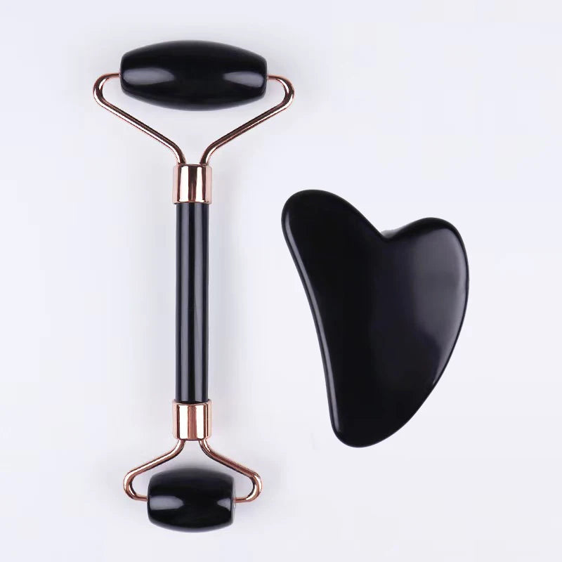 2pcs/ Gua sha massage tool set, gua sha board with double-headed rollers, facial board with face lifting gua sha device