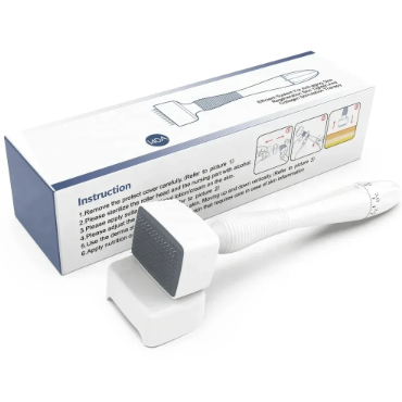 140A Derma Stamp Microneedling Face Roller Massager Adjustable Titanium Needle Length Skincare Beard Growth Scalp Hair